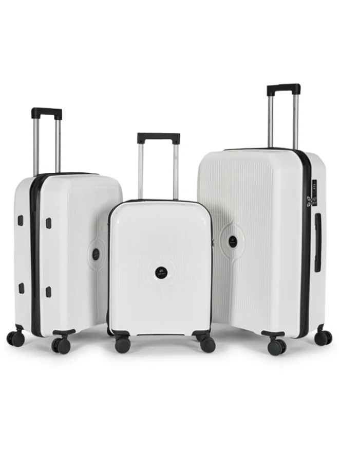LIMRA Premium 3-Piece Hard Shell Travel Luggage Set – Durable Polypropylene with Smooth Spinner Wheels – White